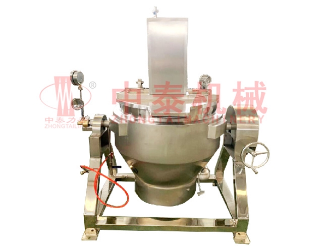 Tilting gas heat transfer oil stirring sandwich pot